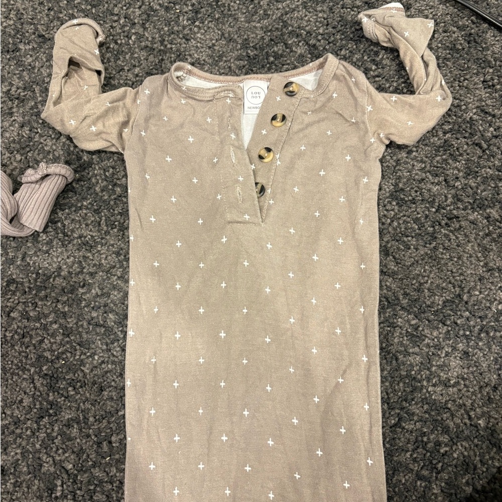 Lou Lou and company Long Sleeve Button-Up Baby Onesie
